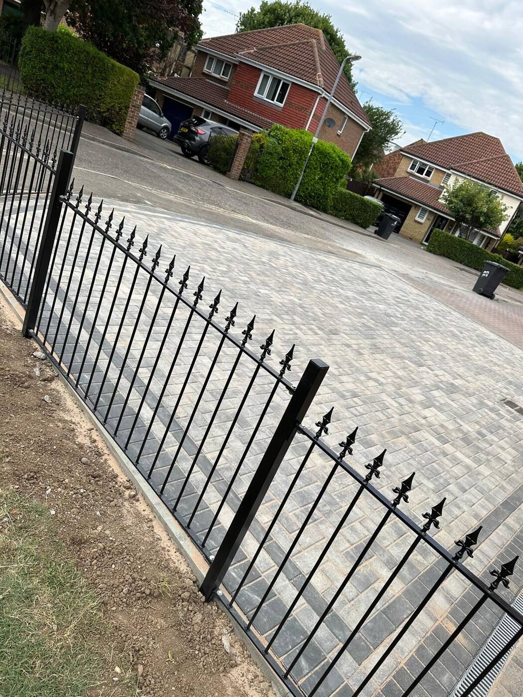 Charcoal block paving driveway, full view